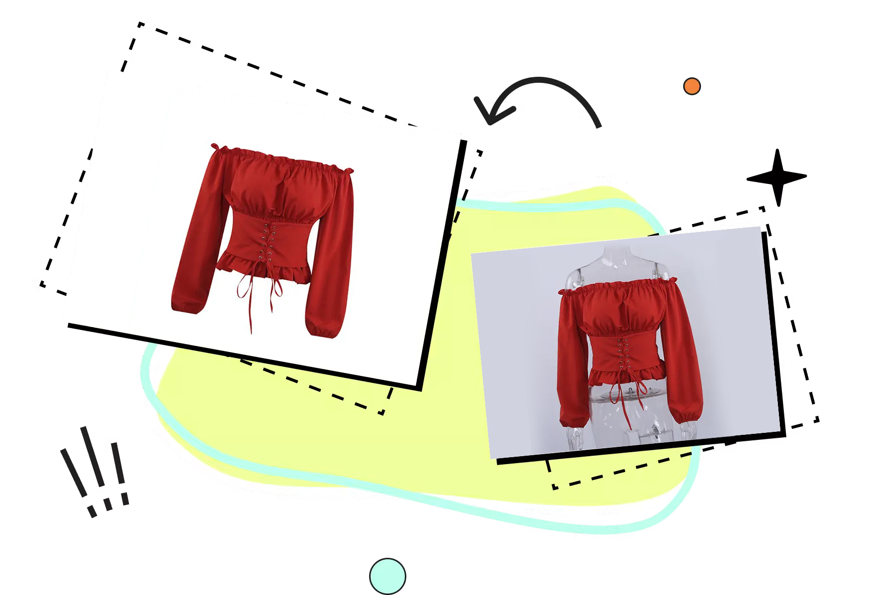 Ghost mannequin effect on white fashion shirt product photo. Invisible mannequin editing for e-commerce fashion images