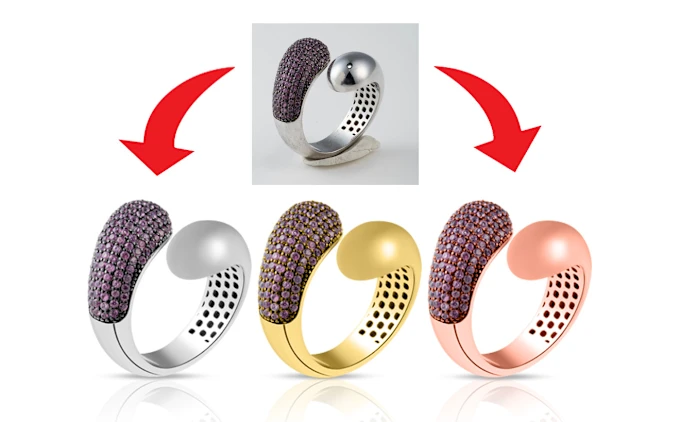 Professional jewelry image color correction and shadow enhancement for e-commerce