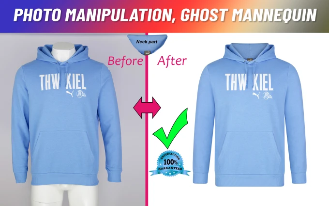 Ghost mannequin with symmetric effect on fashion product photo