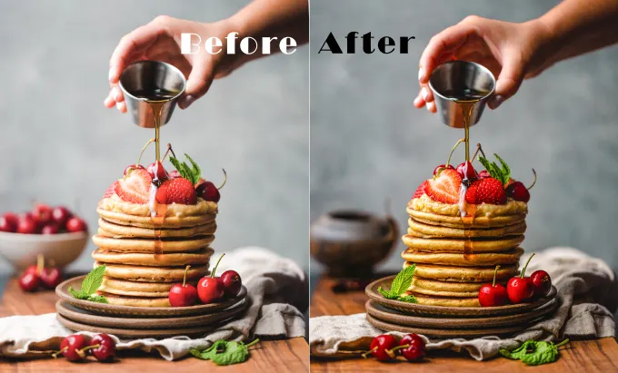High-quality retouching of food and beverage product images