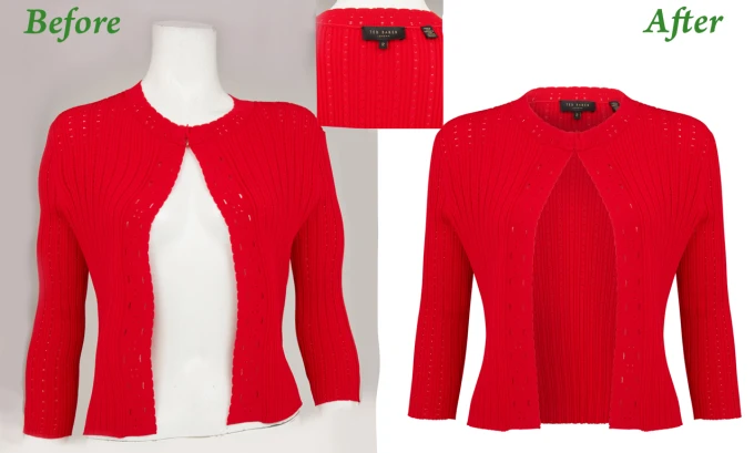 Ghost mannequin with neck joint effect on fashion product photo